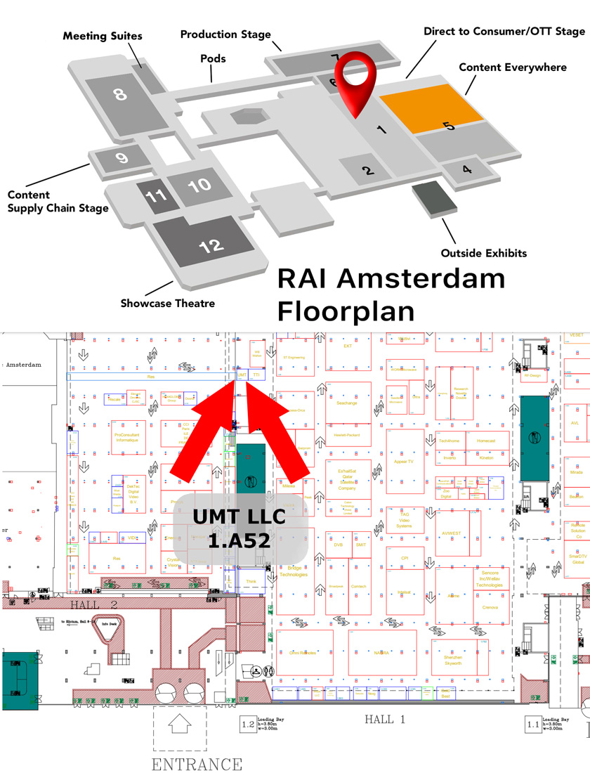IBC 2021 Floorplan. Map of UMT LLC location at IBC2021 exhibition